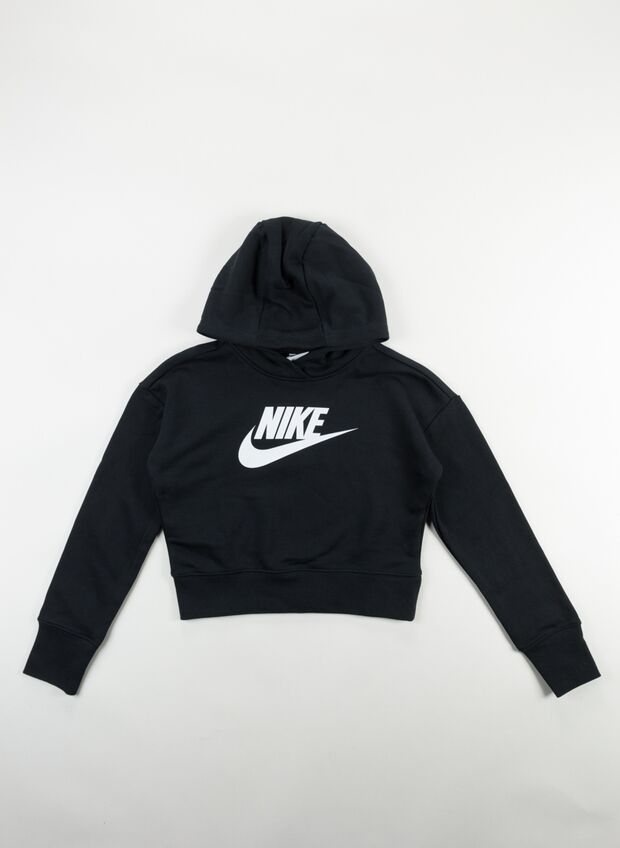 NIKE FELPA CLUB CROP CON CAPPUCCIO RAGAZZA Bianco, Nero | Sport85