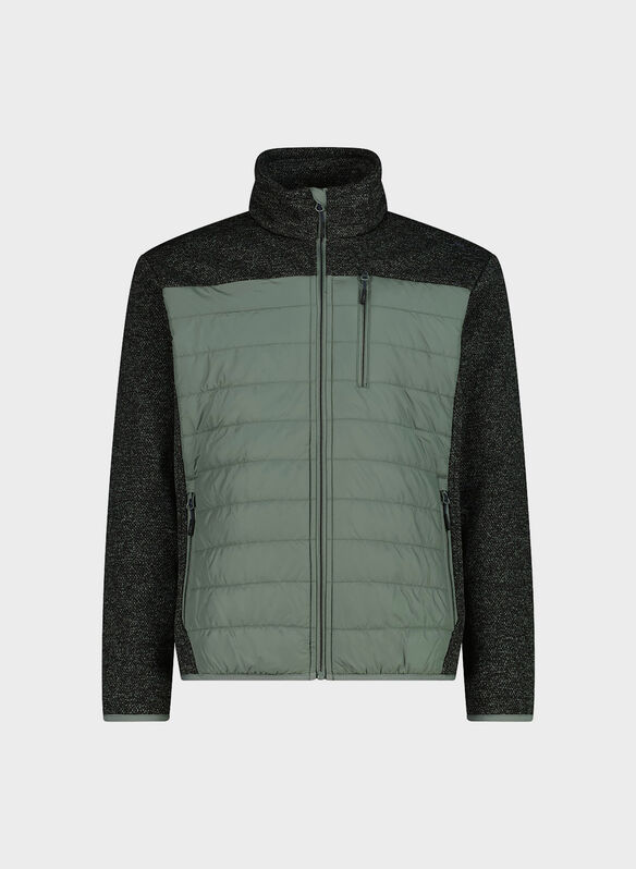 FELPA IBRIDA IN PILE IN KNIT TECH MELANGE, F779 OLIVE, medium