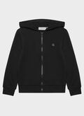 FELPA FULL ZIP MINI PATCH LOGO RAGAZZO, BEH BLK, thumb