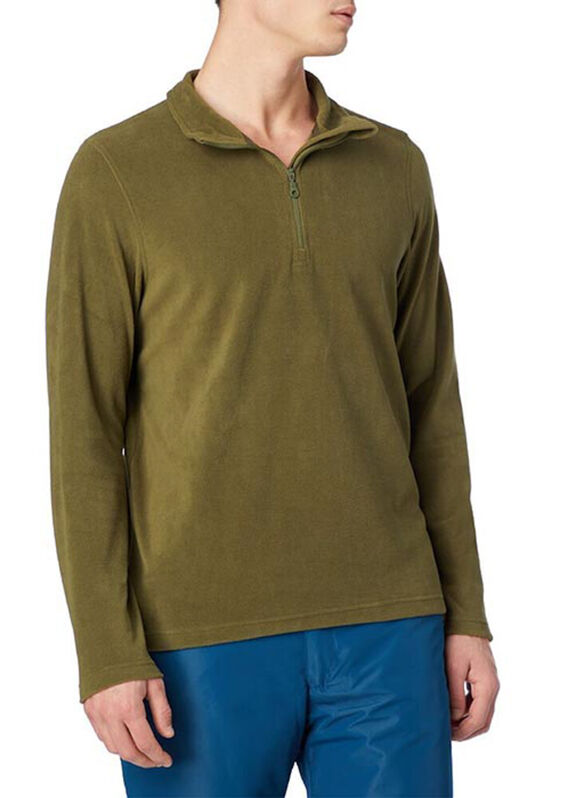 MAGLIA IN PILE AMARILLO 1/2 ZIP, 840 OLIVE, medium