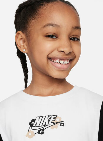 T-SHIRT CON LOGO FLORAL BAMBINA, 001 WHTBLK, small