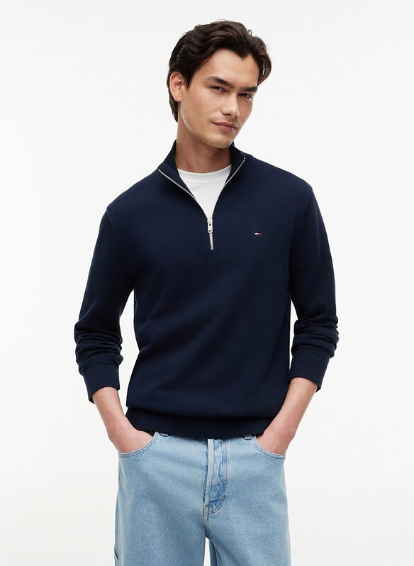 MAGLIONE COTONE 1/2 ZIP ESS, C1G NVY, medium
