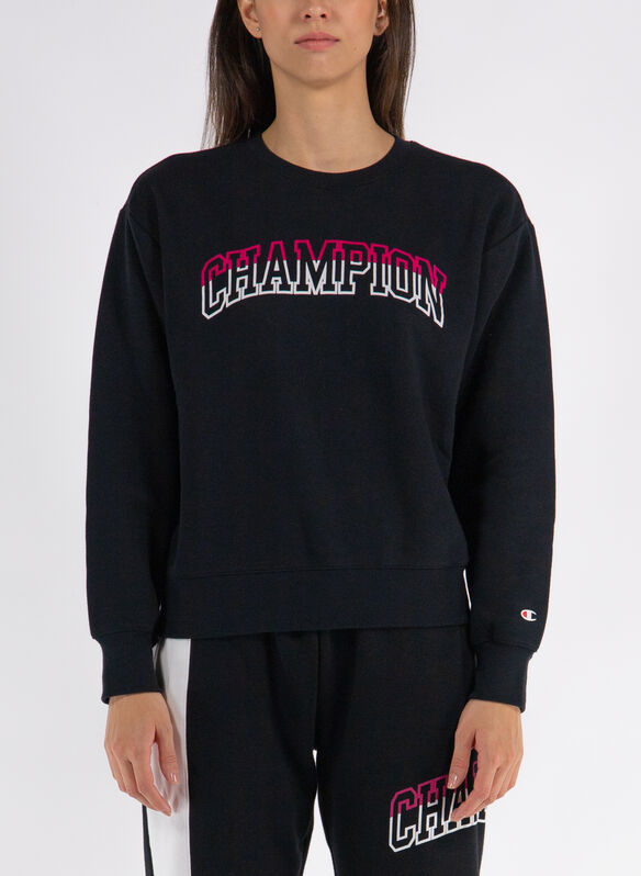 FELPA GIROCOLLO CON LOGO, KK001 BLK, medium