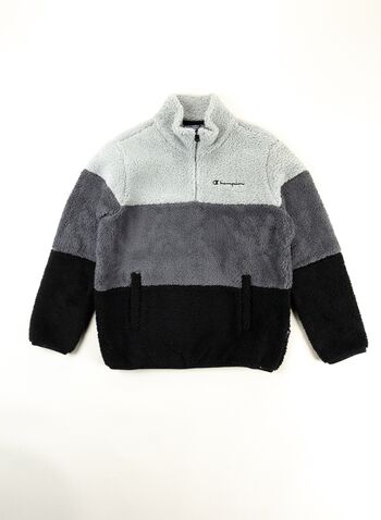 PILE TEDDY 1/2 ZIP TRICOLOR RAGAZZO, KK001BLKGREY, small