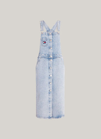 ABITO SALOPETTE MIDI IN DENIM, 1AB CHIARO, small