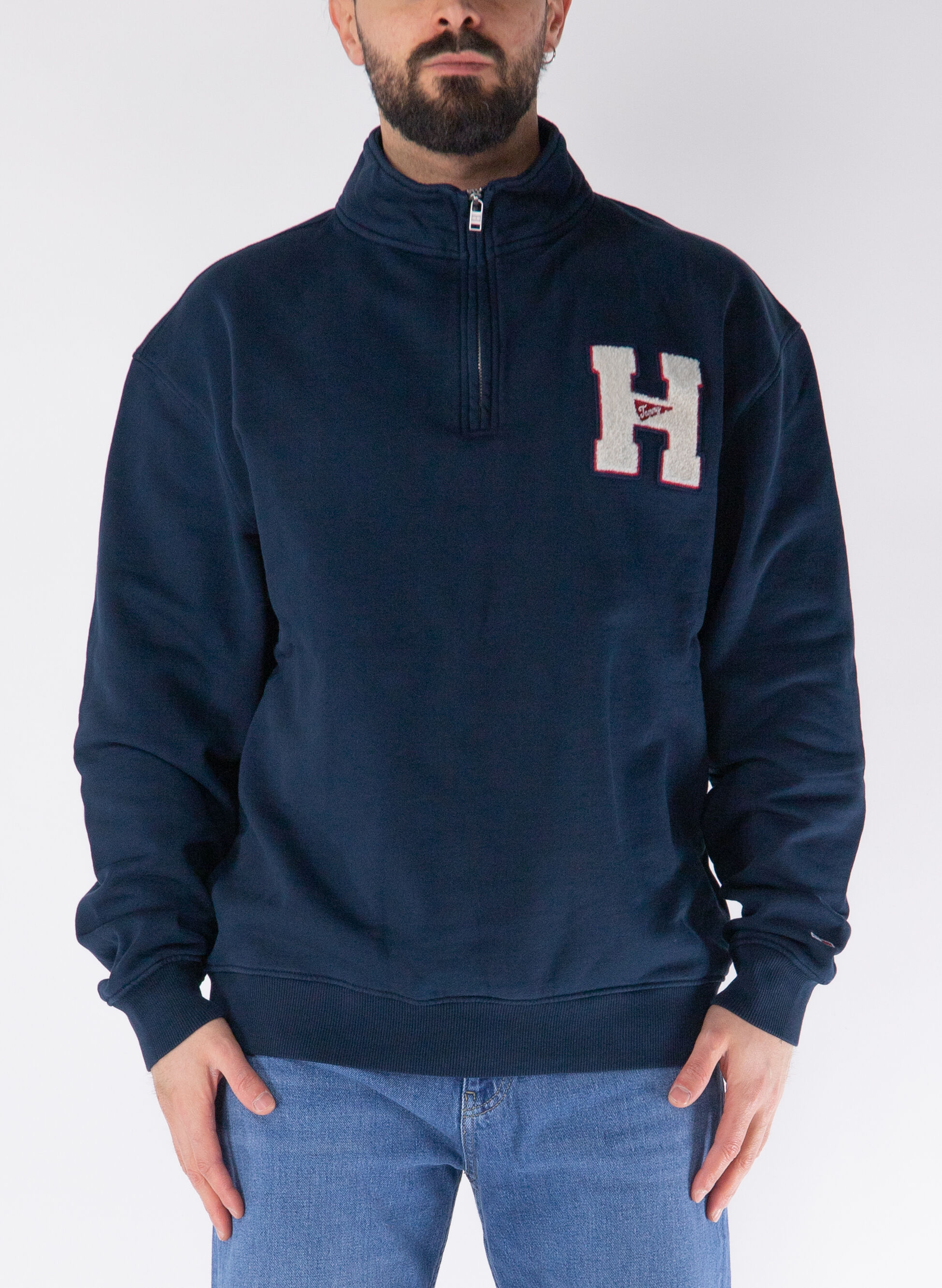 FELPA 1/2 ZIP CON PATCH H XL