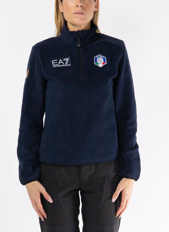 FELPA IN PILE SCI 1/2 ZIP FISI ITALIA, 1577 BLU, small