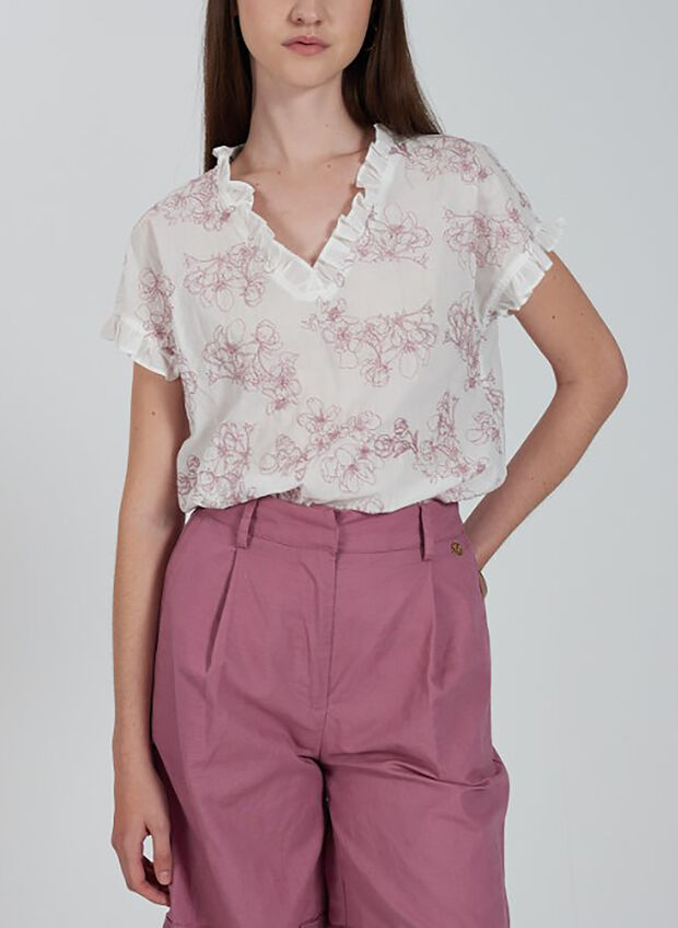 BLUSA MUSSOLA RICAMATA, 2101 WHTCIPOLLA, large