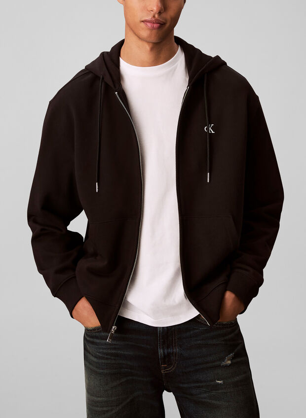 FELPA FULL ZIP CON MICRO LOGO, , large