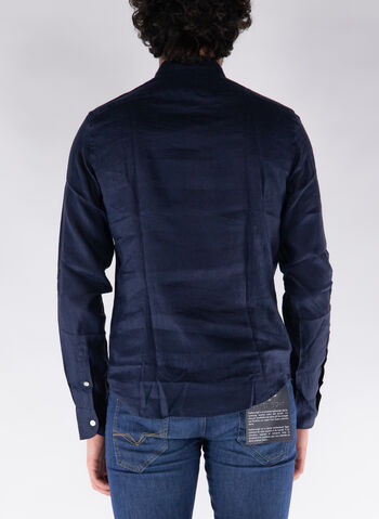 CAMICIA A MANICHE LUNGHE IN LINO, 0710 NVY, small