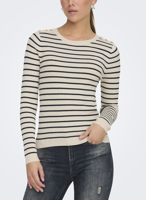 MAGLIONE MILA STRIPE, BIRCH, large
