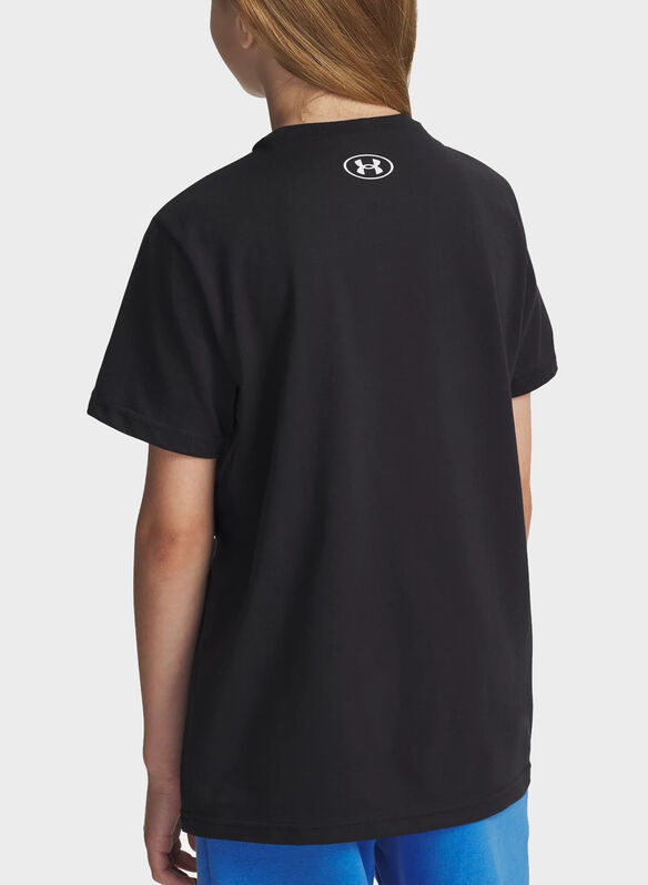 MAGLIA A MANICHE CORTE LEFT CHEST LOGO RAGAZZO, 0001 BLK, medium