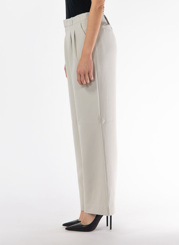 PANTALONE DRITTO IN CR&Ecirc;PE PLISSETTATO, PD7 PANNA, medium