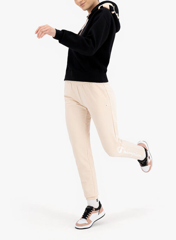 FELPA CON CAPPUCCIO COLOR BLOCK E LOGO CHAMPION DOPPIO, KK001BLKPINK, medium