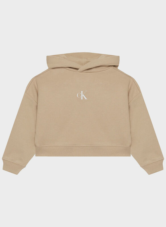 FELPA HOODIE CON LOGO RAGAZZA, RAG SABBIA, medium