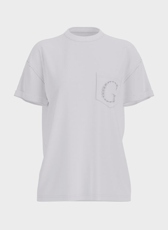 T-SHIRT OVER POCKET, G011 WHT, medium