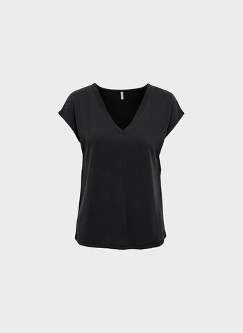 T-SHIRT SCOLLO A V FREE MODAL, BLACK, small