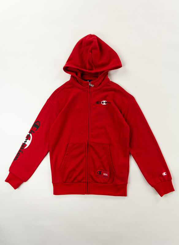 FELPA CON CAPPUCCIO RAGAZZO, RS053 RED, medium