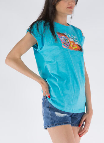 T-SHIRT CON STAMPA STRASS, , small