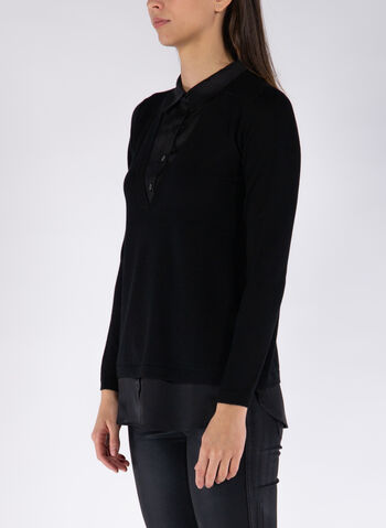 MAGLIONE INSERTO CAMICIA, 99 BLK, small