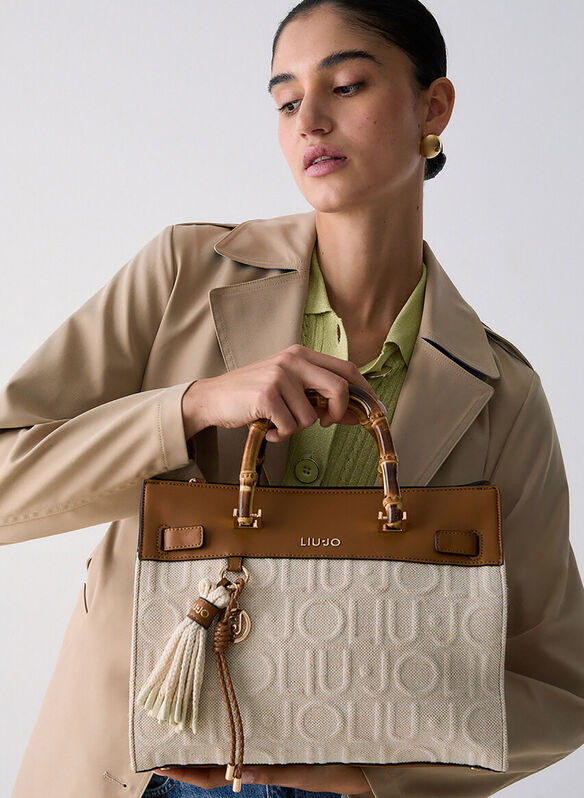 BORSA MEDIA CON CHARMS, 00005 BEIGE, medium