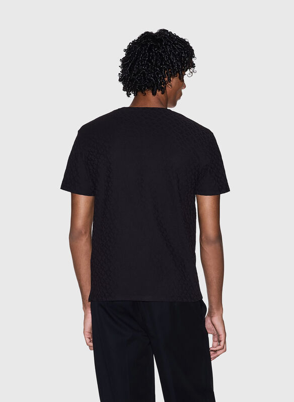 T-SHIRT JACQUARD IN COTONE MERCERIZZATO, UC001 BLK, medium