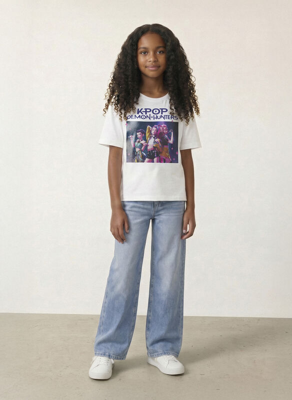 T-SHIRT MARA DEMON HUNTRIX RAGAZZA, BRIGHT WHITE, medium