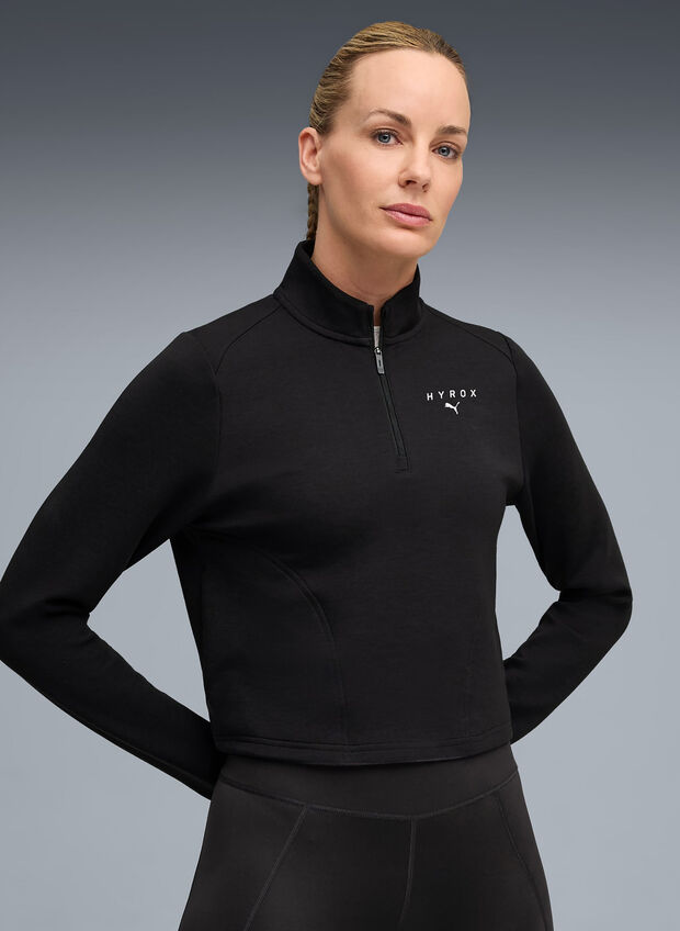 FELPA HALF ZIP PUMA X HYROX CLOUDSPUN, 01 BLK, large