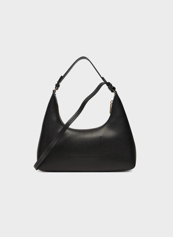 BORSA DA SPALLA CON LOGO LAMINATO, 332 BLK, small