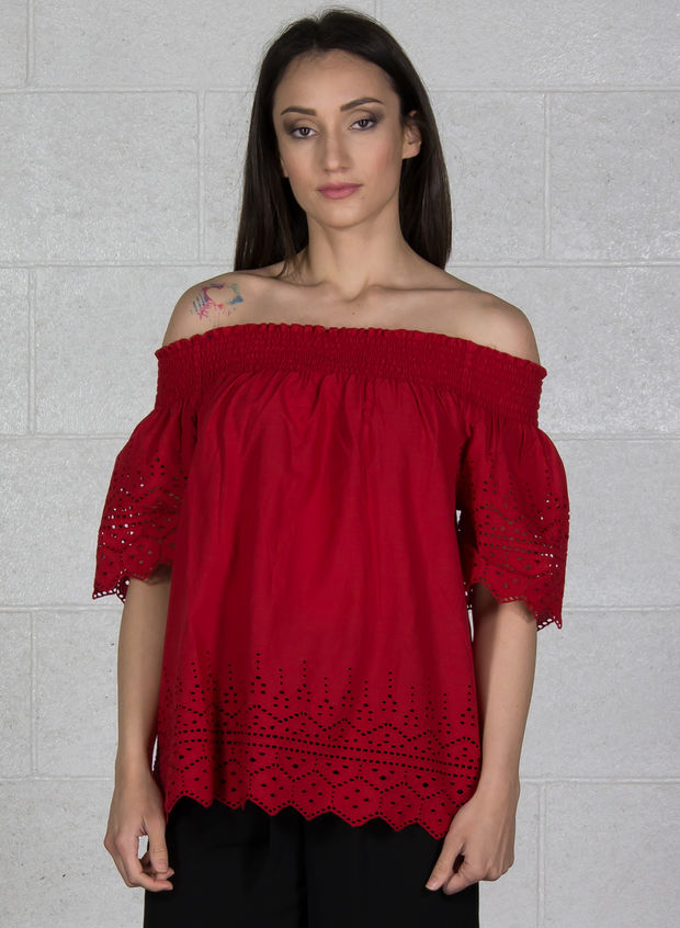 BLUSA CON PIZZO SANGALLO, , large
