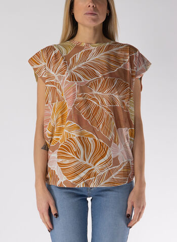 T-SHIRT GIROCOLLO CON STAMPA A FANTASIA, 37703 MATTONE, small