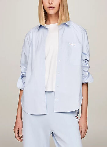 CAMICIA OVERSIZE CON TASCA APPLICATA, C1O CELESTE, small