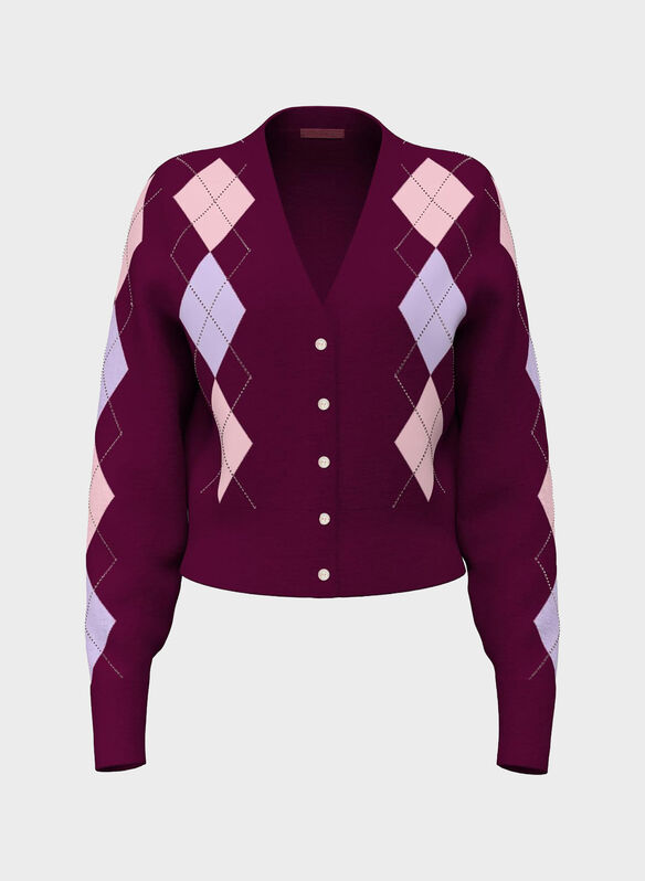 CARDIGAN GRACIE ROMBI, F5YP BORDO, medium