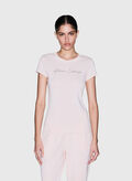 T-SHIRT LOGO STRASS, U4104 ROSE, thumb