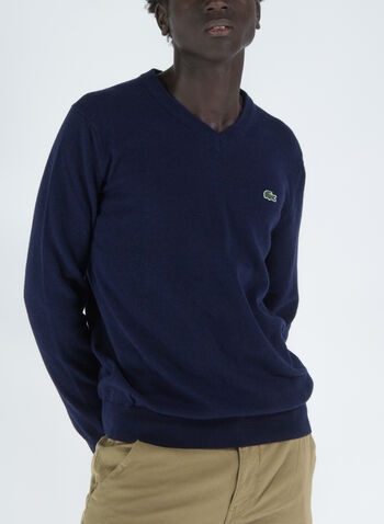 MAGLIONE IN LANA CON SCOLLO A V, 166 NVY, small