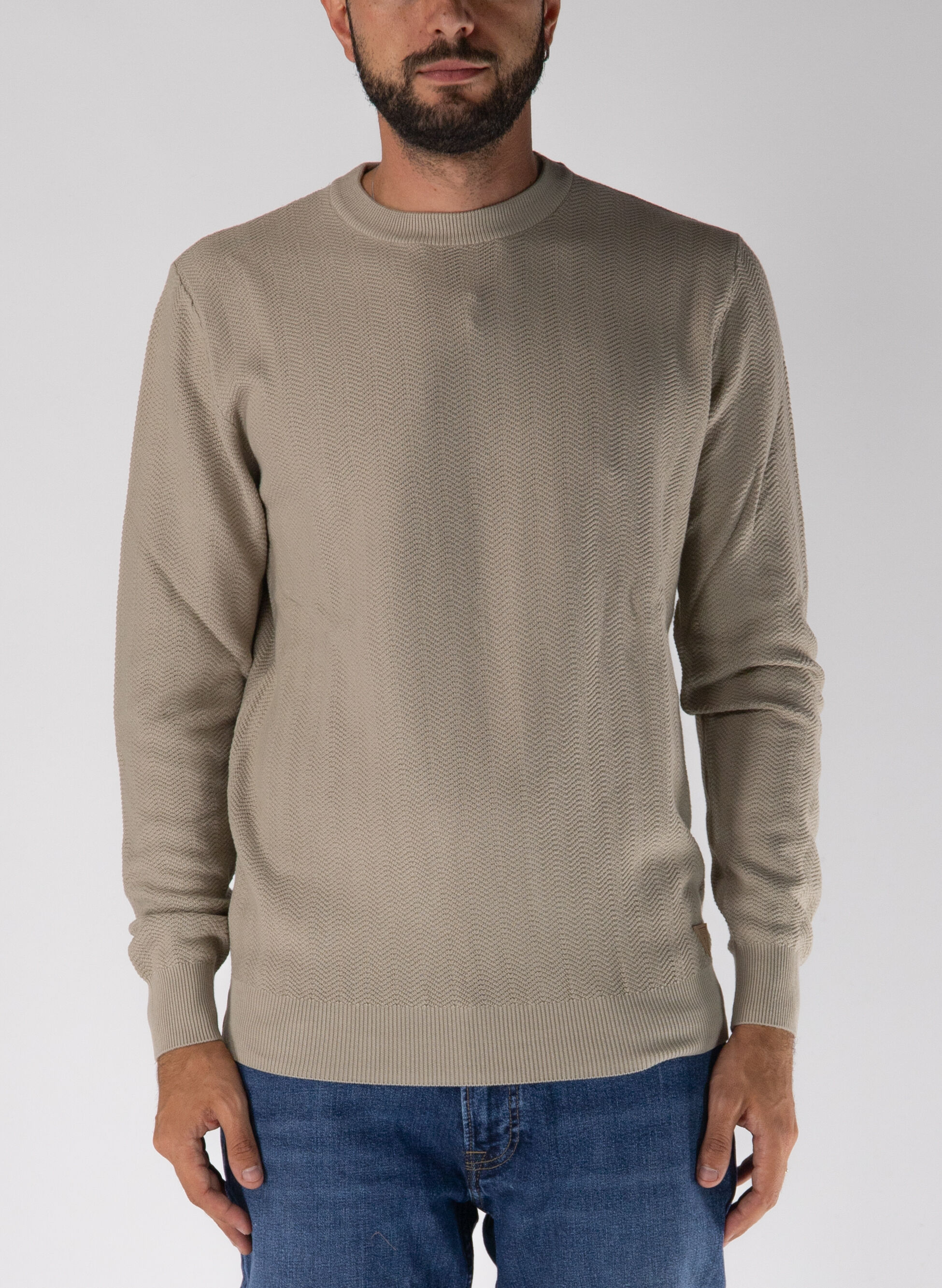 MAGLIONE GIROCOLLO CON TRAMA A SPINA DI PESCE XXL