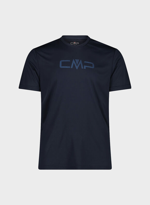 MAGLIA A MANICHE CORTE GIROCOLLO CON LOGO, 74MN NVY, large