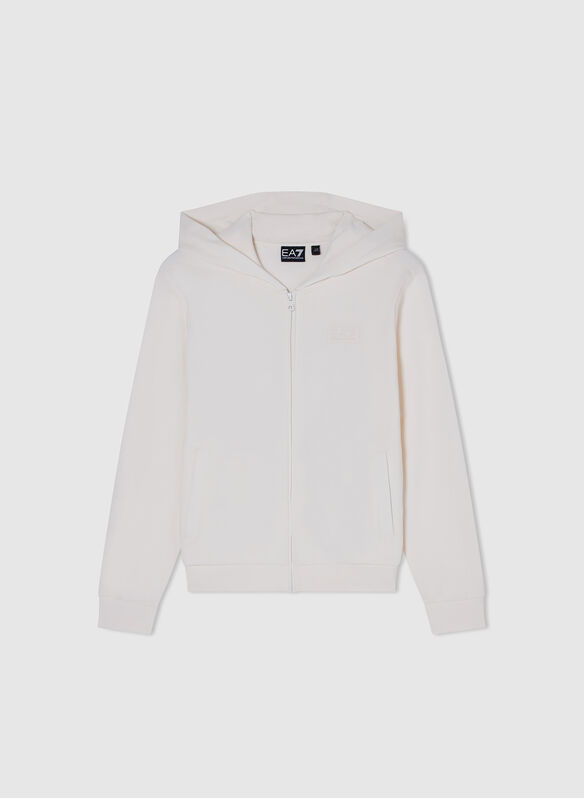 FELPA CON CAPPUCCIO LOGO SERIES RAGAZZO, U0004 PANNA, medium