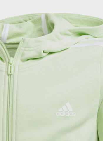 FELPA FULL ZIP 3 STRIPES RAGAZZA, GREEN, small