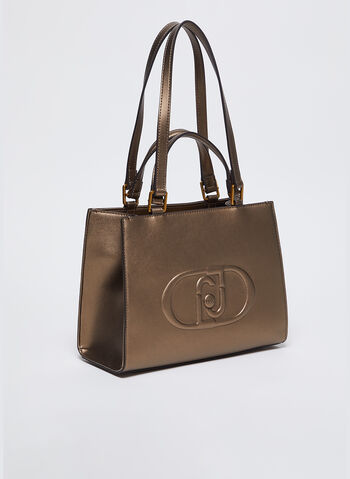 BORSA SHOPPING CON LOGO, 04000 BRONZO, small