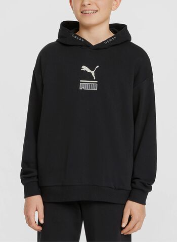 FELPA ACTIVE CON CAPPUCCIO RAGAZZO, 01BLK, small