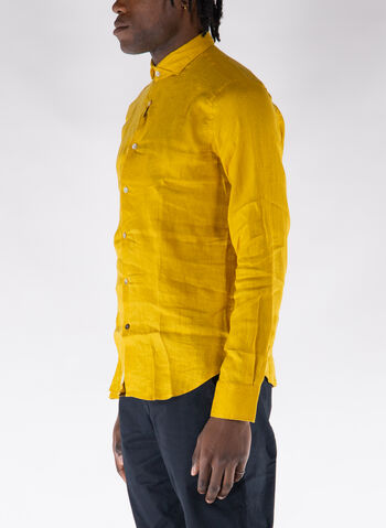 CAMICIA A MANICHE LUNGHE IN LINO, 0973 OLIO, small