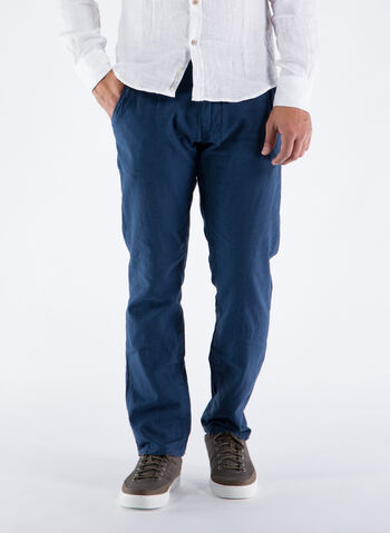 PANTALONE CHINO MISTO LINO, 194024NVY, small
