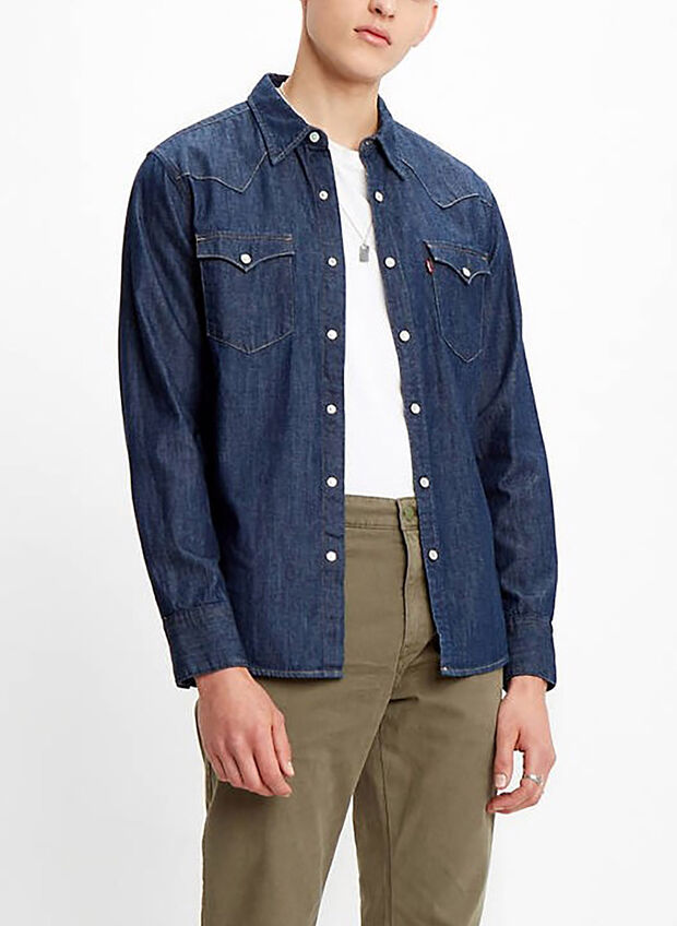 CAMICIA JEANS WESTERN BARSTOW, 0041 STONE, large