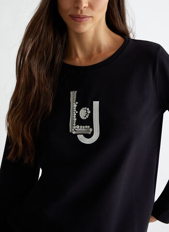 FELPA CON LOGO E STRASS, S9149 BLK, small