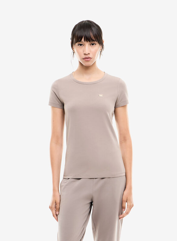 T-SHIRT LOGO METAL, U6100 NOCCIOLA, medium