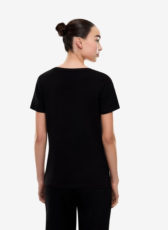 T-SHIRT LOGO STRASS, MC043 BLK, medium