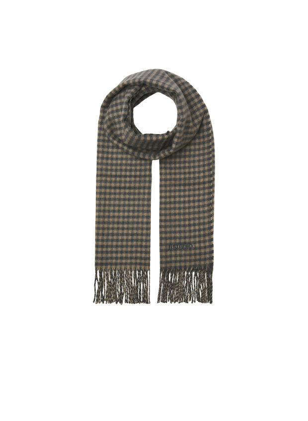 SCIARPA IN MAGLIA CON FRANGE, BLACK OYSTER, large