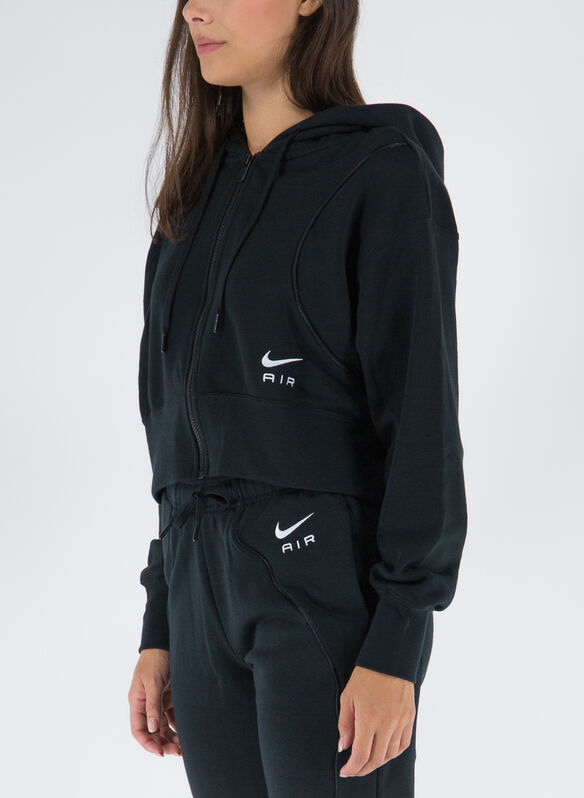 FELPA S AIR FULL ZIP CON CAPPUCCIO, 010 BLK, medium