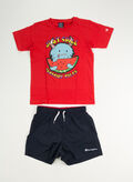 COMPLETINO T-SHIRT+ SHORTS BACK TO THE BEACH RAGAZZO, RS032 REDNVY, thumb
